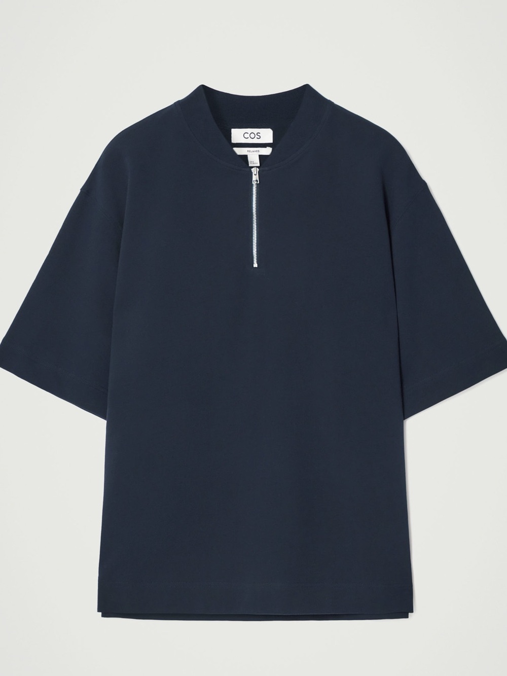 COS Men’s Black Half-Zip Short Sleeve Top